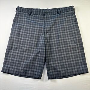 Nike Golf Shorts Mens 38 Gray Plaid Dri Fit Stretch Performance Athletic